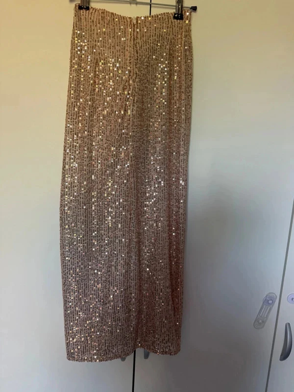 Sublime jupe longue rose dorée fendue Nafnaf Taille 34 – photo 3